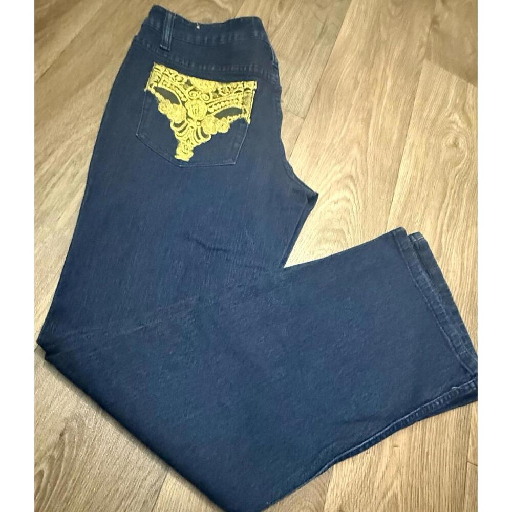 Crest Jeans Embroidered 5 Pocket Flared Womens Denim - Size 13/14 32x31
